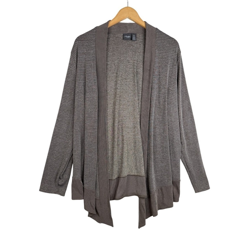Chicos Travelers Open Front Waterfall Cardigan size 0 (US Small) Brown